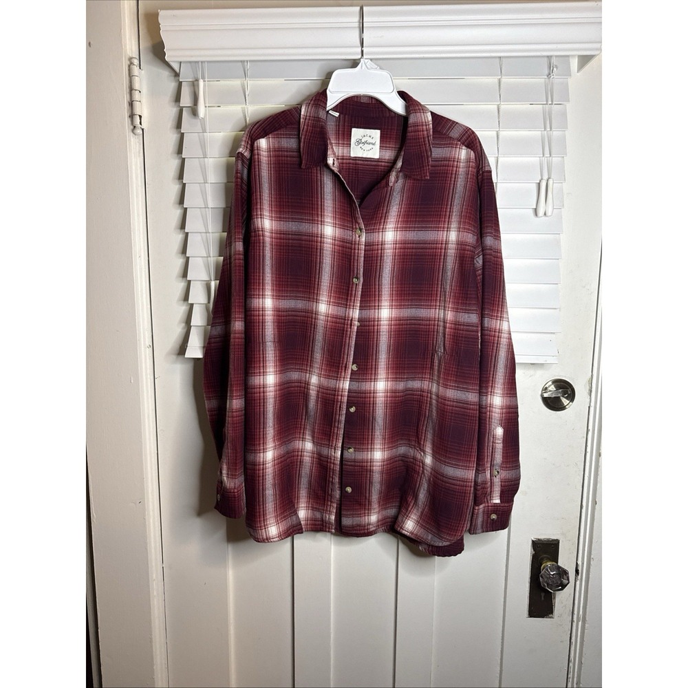 Jachs Girlfriend Soft Women's Size XL Rusty Red Plaid  Flannel Shirt / Pockets